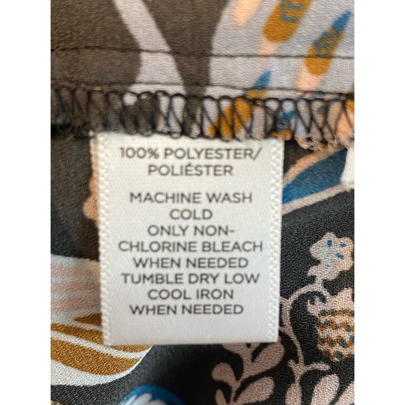 LOFT Outlet Womens Peacock Print Blouse Measures Small/Medium Ethereal Bird Glam - Picture 8 of 10